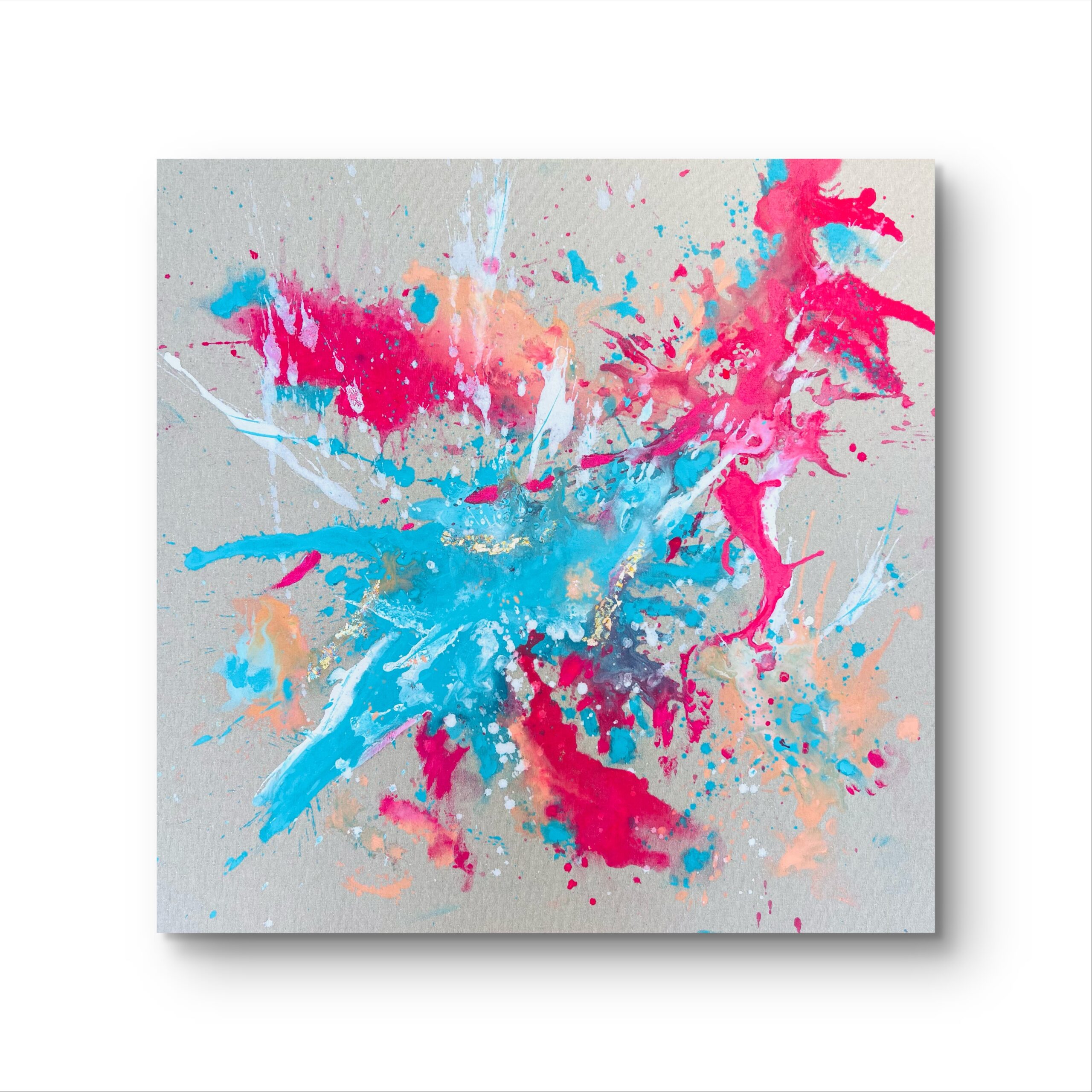 modernes Leinwandbild Farbenflug 90x90 cm buntes Acrylbild abstrakte Kunst